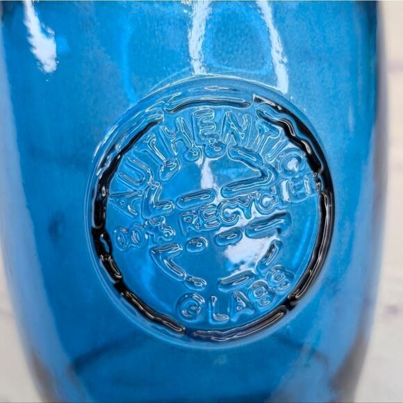 Authentic 100% Recycled San Miguel Blue 4" Drink Glass Tumbler EUC - Picture 3 of 8